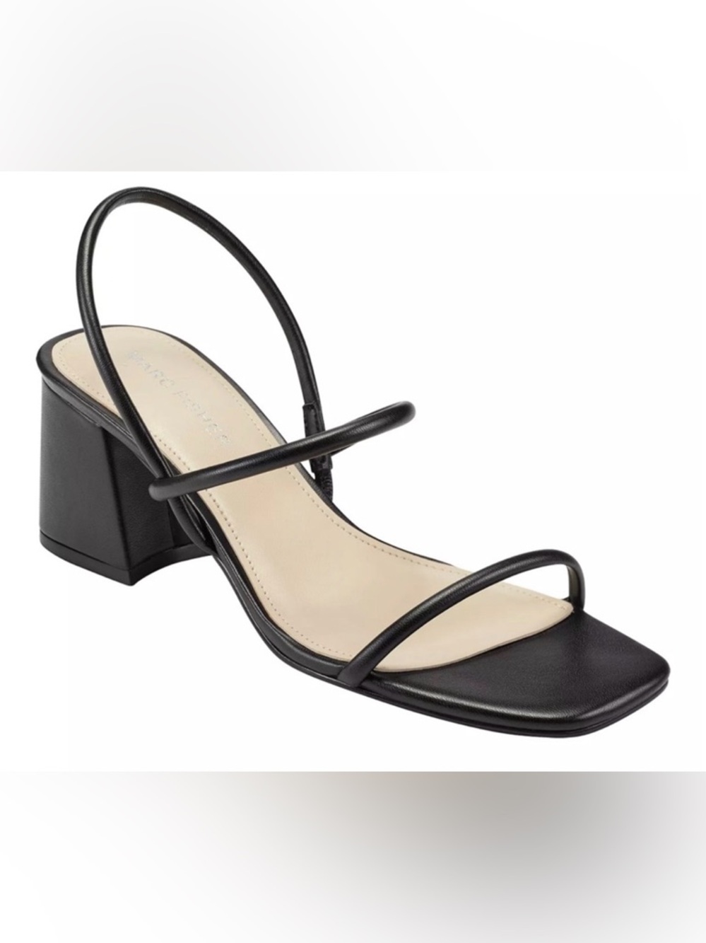 NWT Black Minimalist Strappy Slingback Heels Square Toe Size 8.5